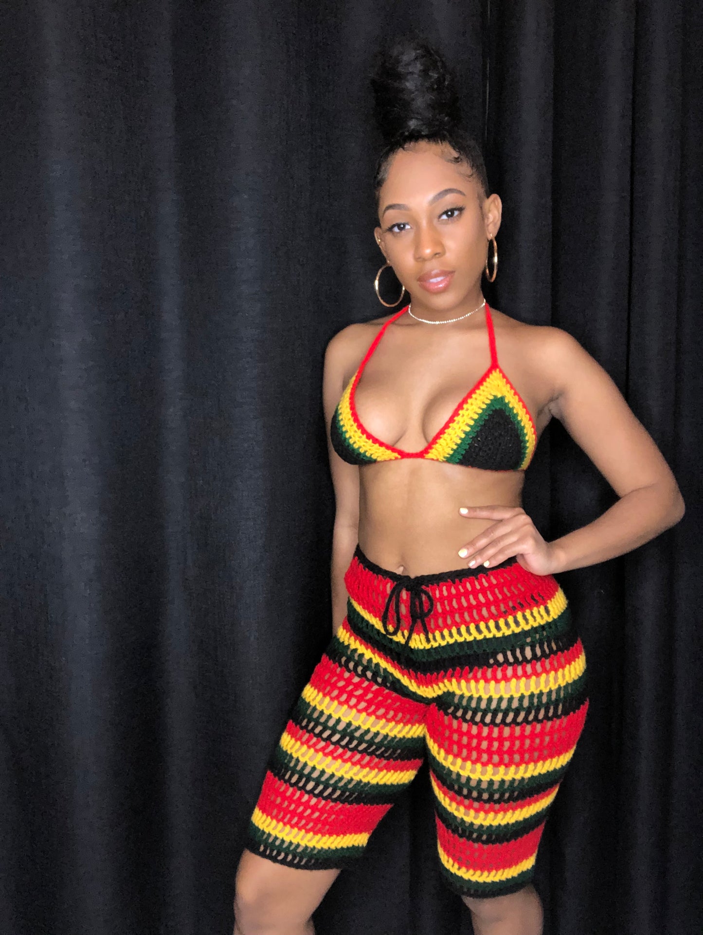 Rasta Inspired Crochet Triangle Top