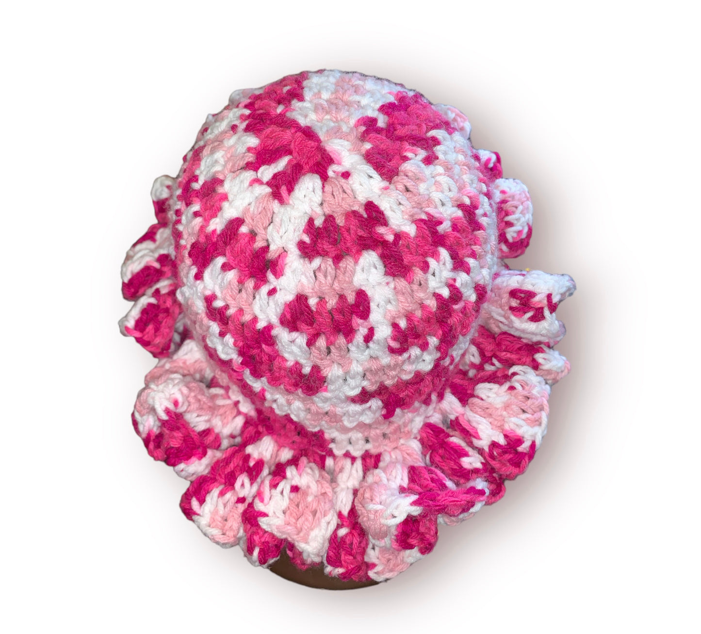 Crochet Pink Camouflage Ruffle Hat