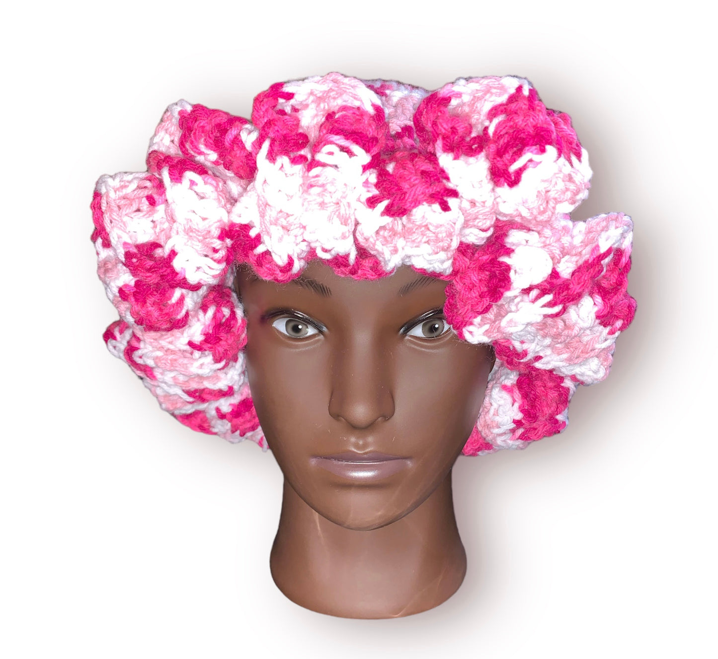 Crochet Pink Camouflage Ruffle Hat