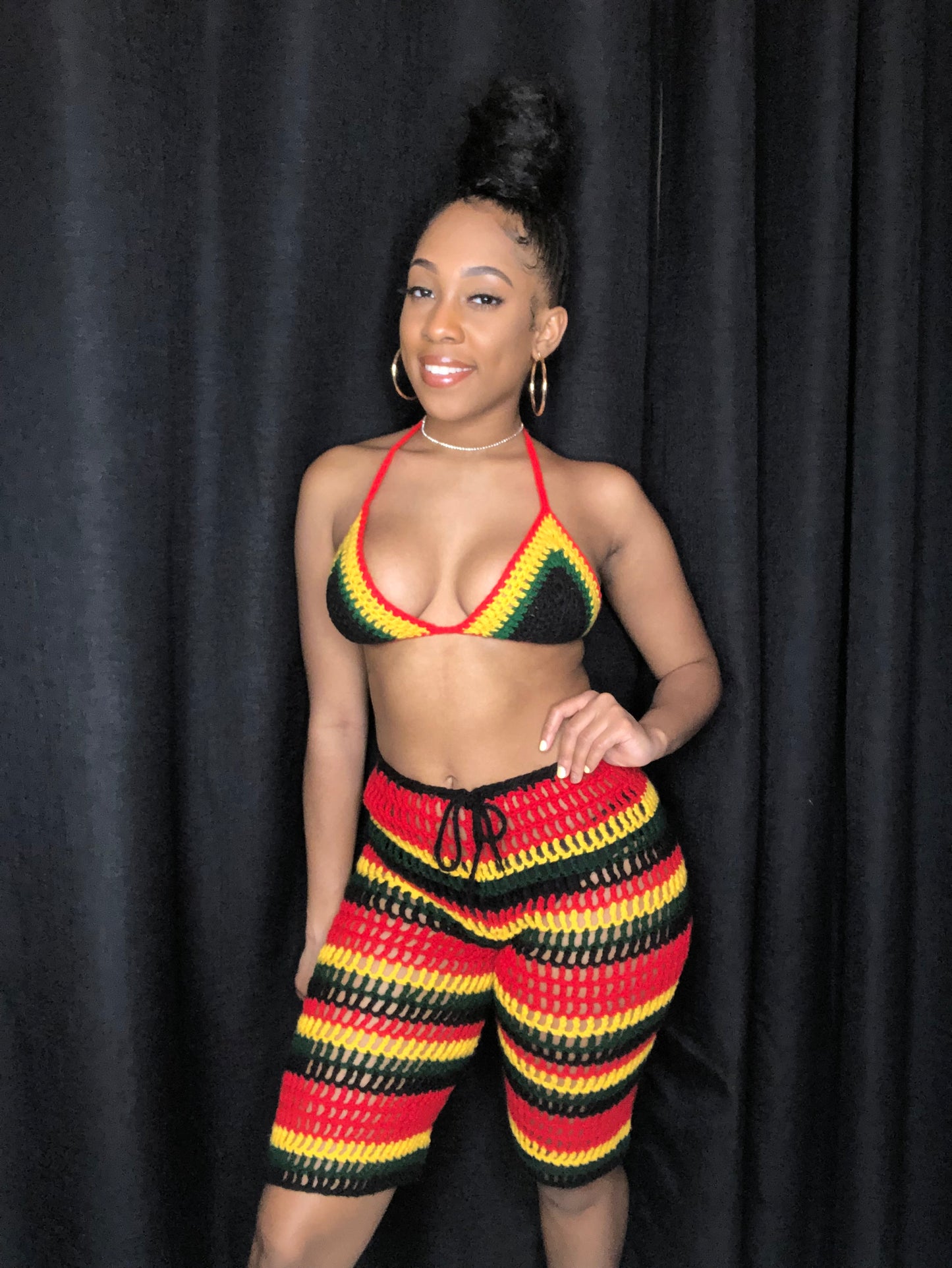 Rasta Inspired Crochet Triangle Top