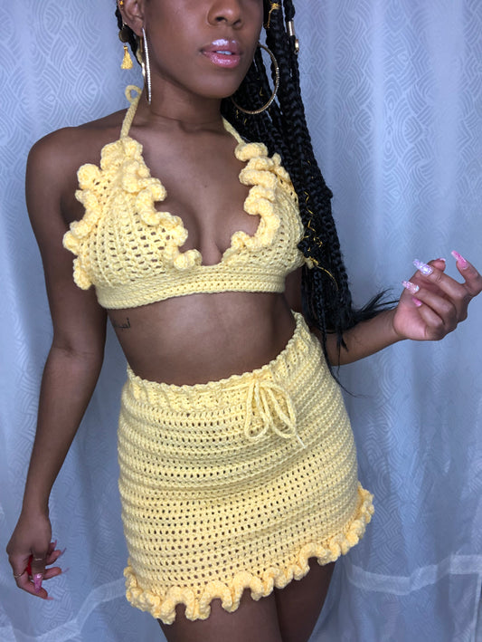 Ruffle Crochet Triangle Top