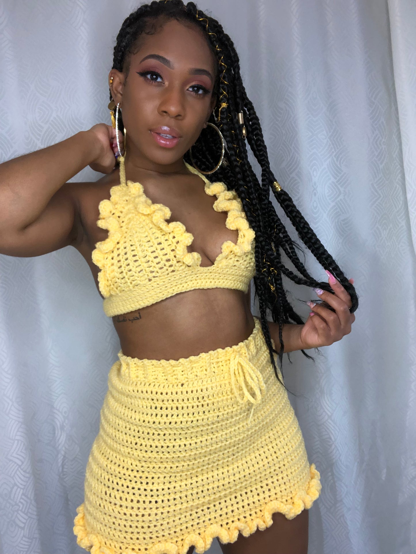 Ruffle Crochet Mini Skirt