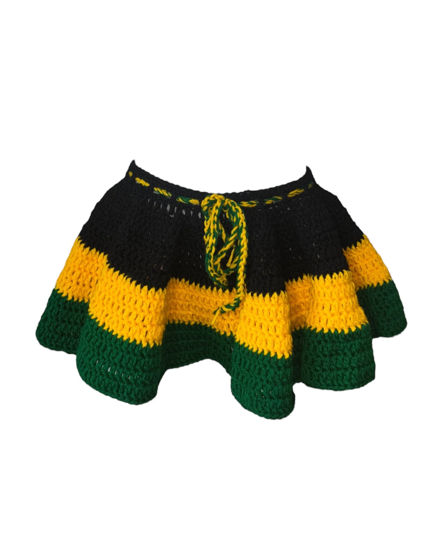 Jamaican Vibe Crochet Ruffle Mini Skirt
