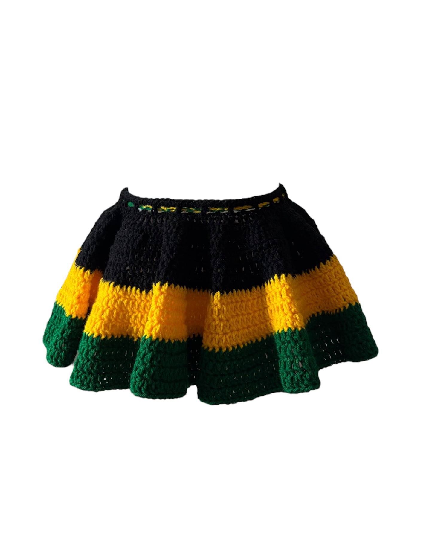 Jamaican Vibe Crochet Ruffle Mini Skirt