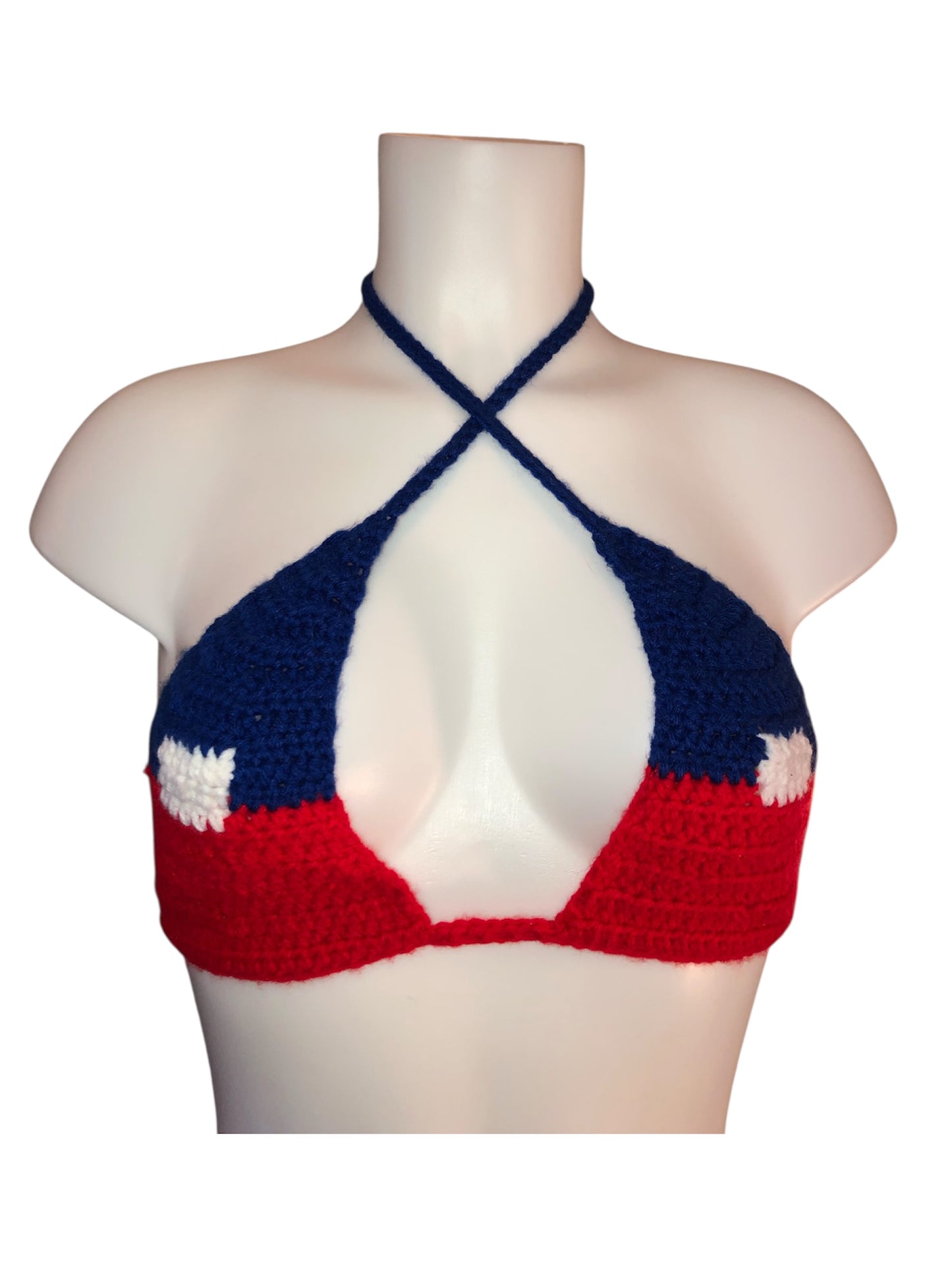 Haiti Flag Crochet Bikini Top